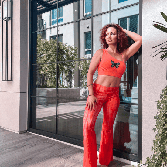 orange zen namaste legging