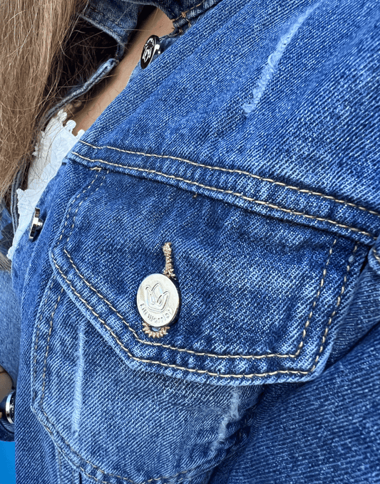 Iconic: Upcycled denim jacket with removable hood