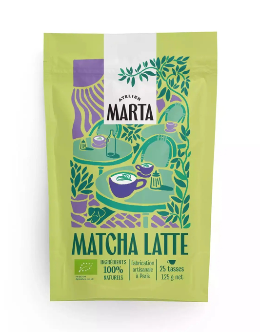 Organic Matcha Latte – Energy &amp; Antioxidant Drink | 140g | Vegan &amp; Made in France