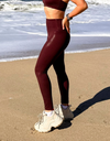 Burgundy: leggings &amp; bra, super shaping fitness outfit