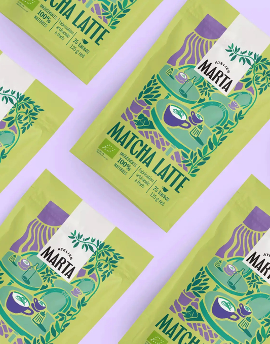 Organic Matcha Latte – Energy &amp; Antioxidant Drink | 140g | Vegan &amp; Made in France