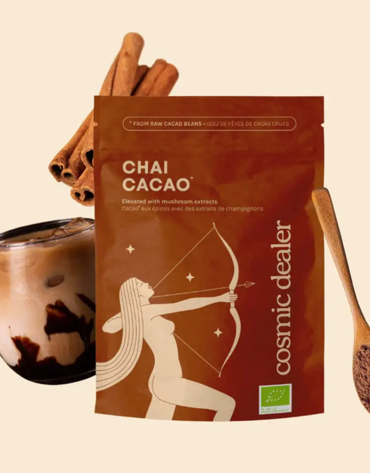 Cacao Bio Chai avec Champignons Adaptogènes – Chocolat à Boire Sans Sucre Raffiné