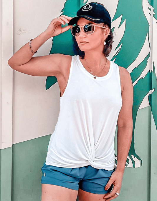 CRUX White knotted tank top in bamboo and organic cotton