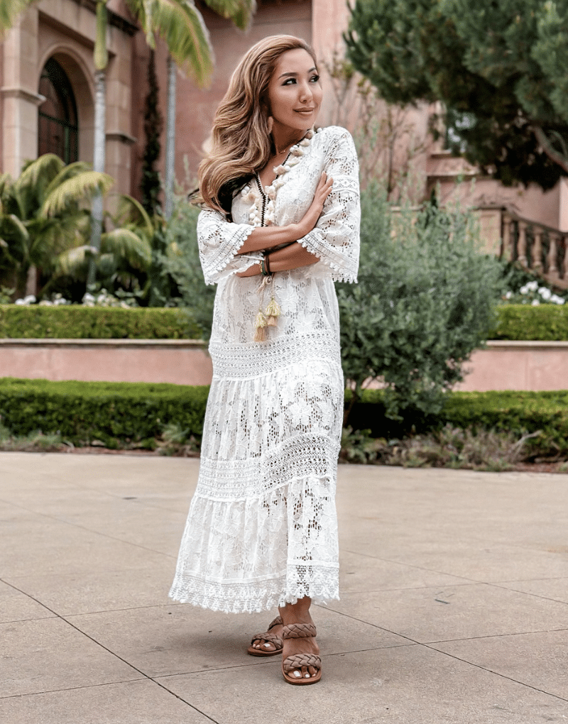 Lace Maxi Bohemian Dress White Lace Monaco Long Bohemian Dress